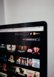 The Netflix menu on a computer screen.