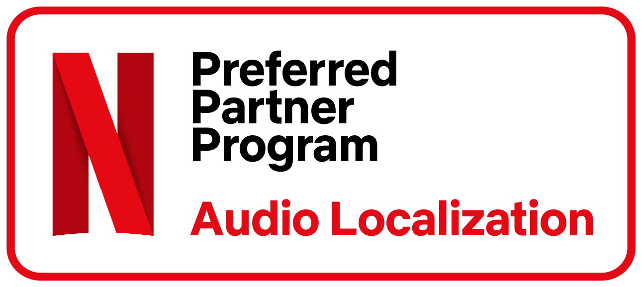 The red letter N Netflix logo and the words “Preferred Partner Program: Audio Localization”.